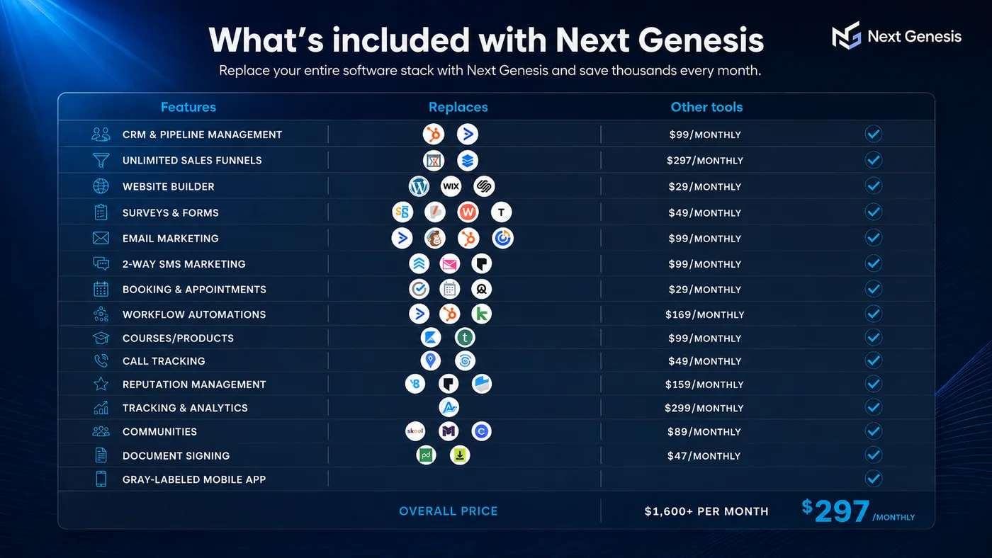 A visual comparison of separate business tools replaced by one connected CRM