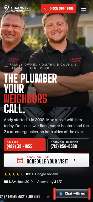 Mobile website preview: A Raymond Plumbing Inc