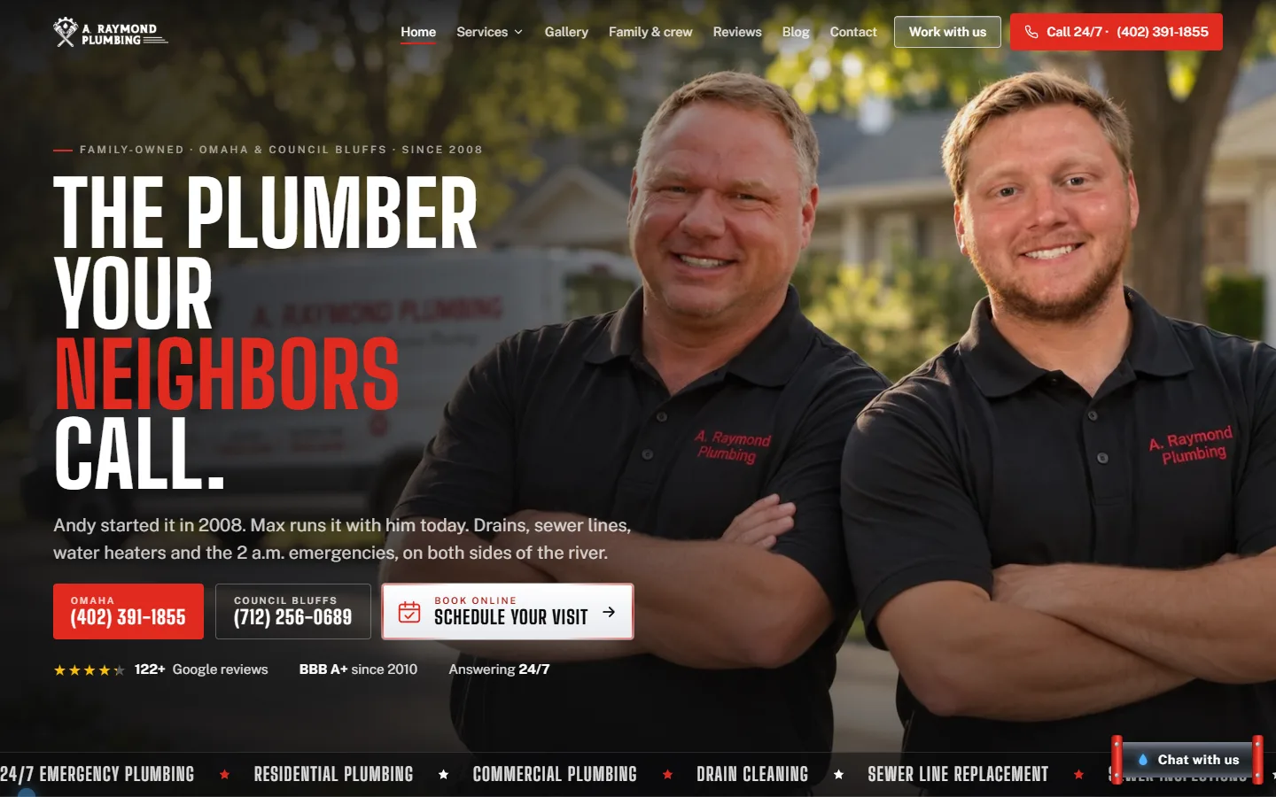 Website preview: A Raymond Plumbing Inc