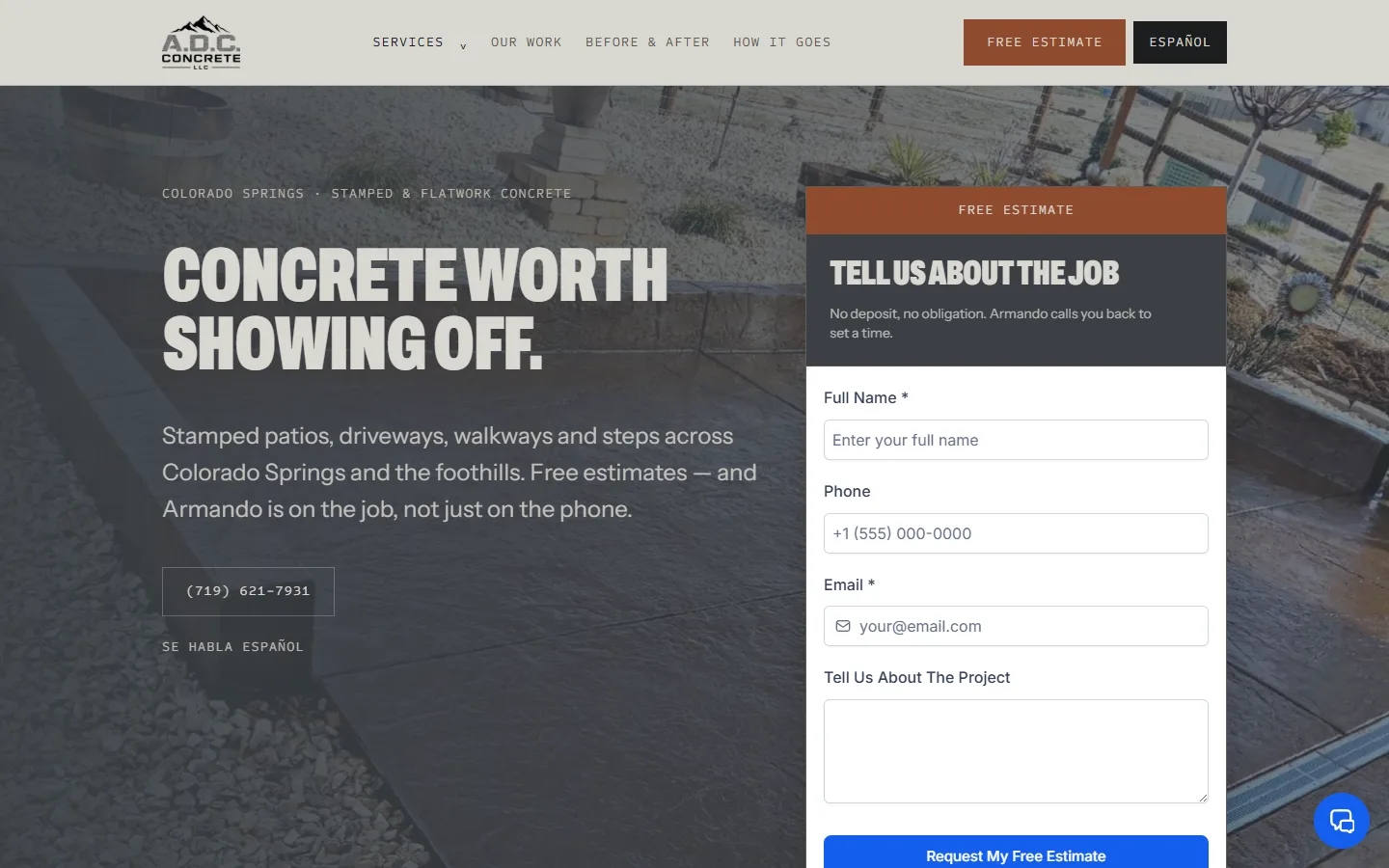 Website preview: A.D.C Concrete LLC
